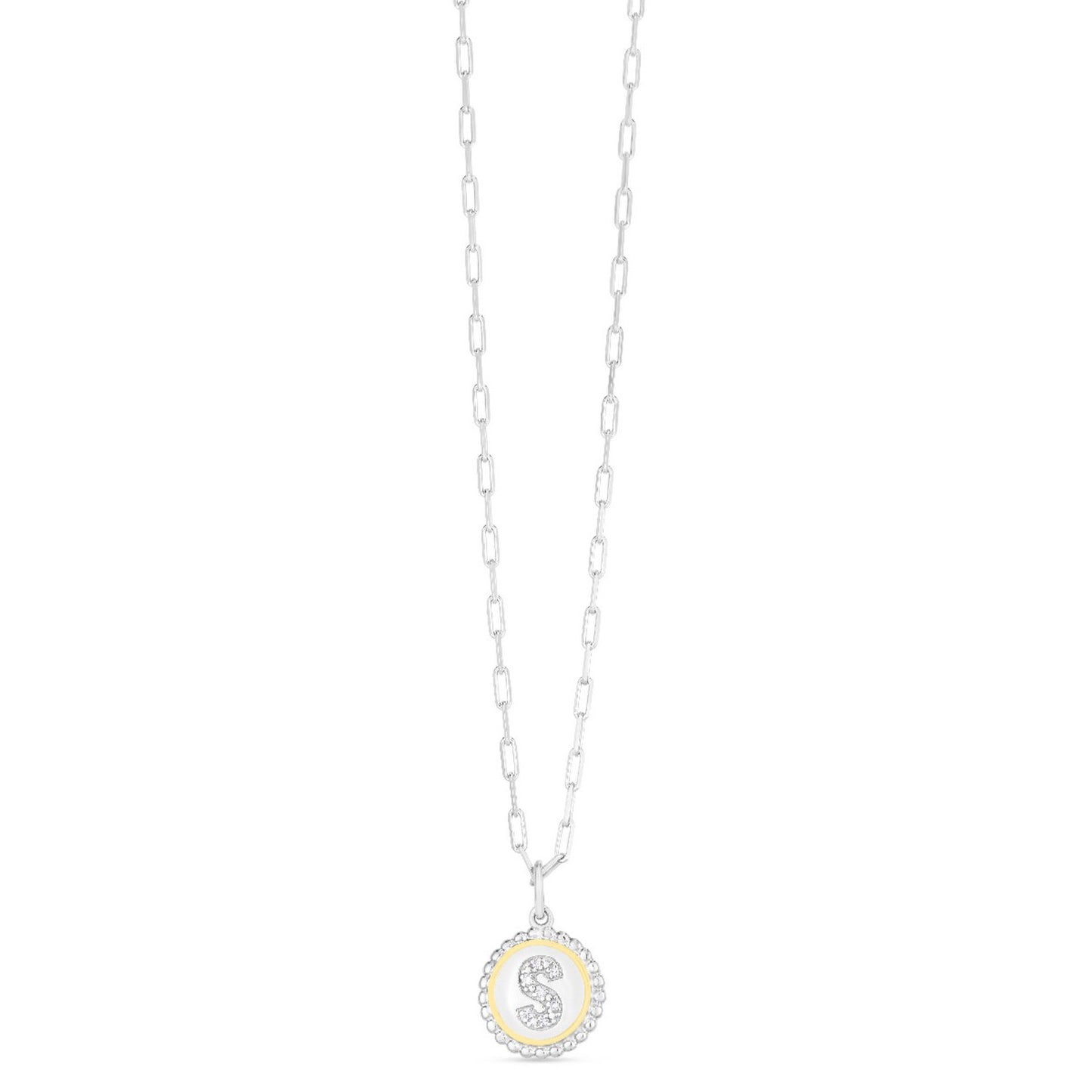 Sterling Silver-18K Gold Popcorn Initials Letter A Necklace