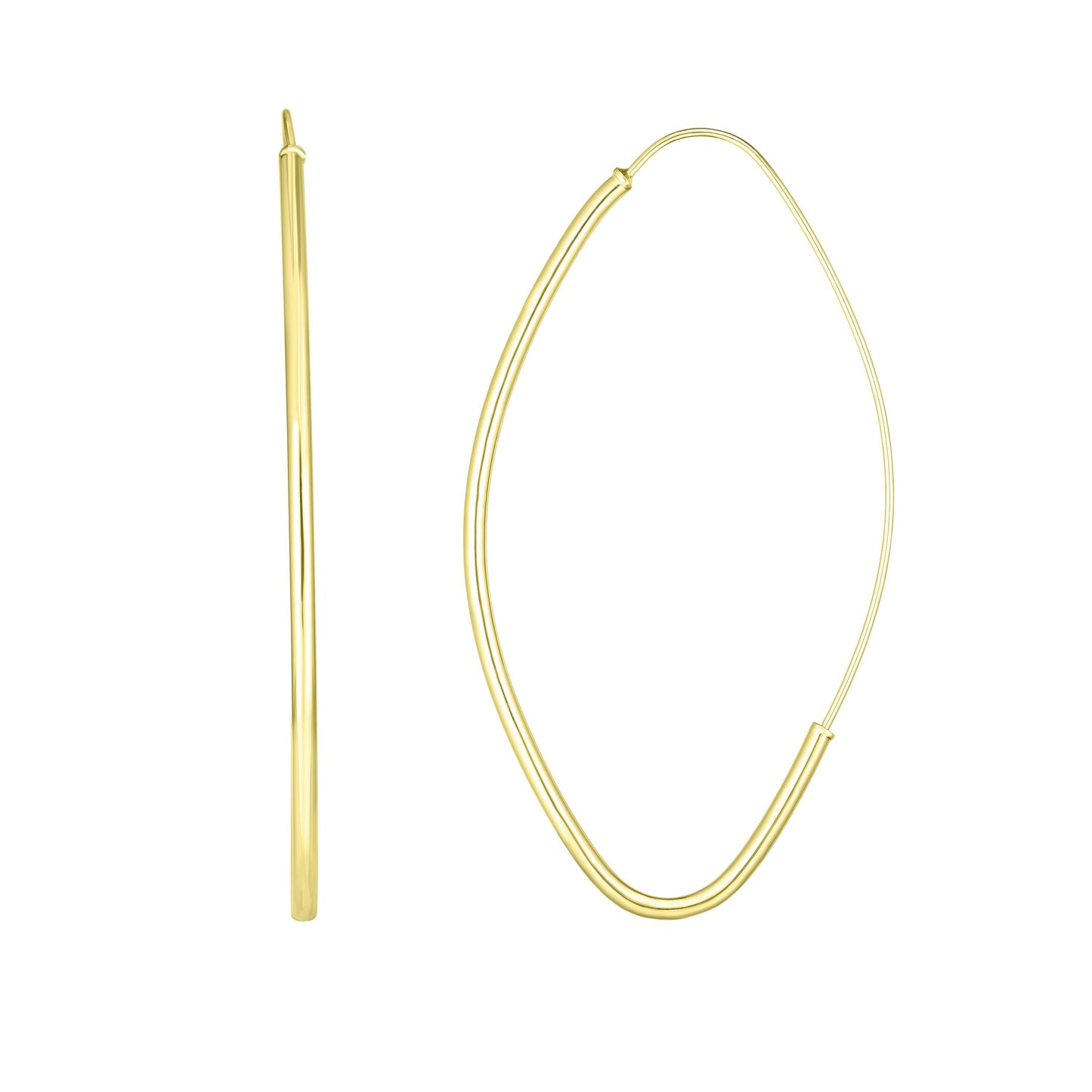 14K Gold Polished Marquise Fashion Hoop Earring